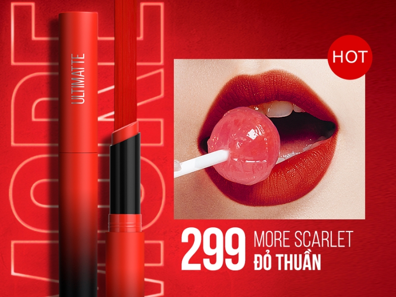 Son màu đỏ thuần đẹp của Maybeline
