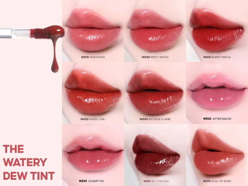 Full bảng màu son Merzy Watery Dew Tint
