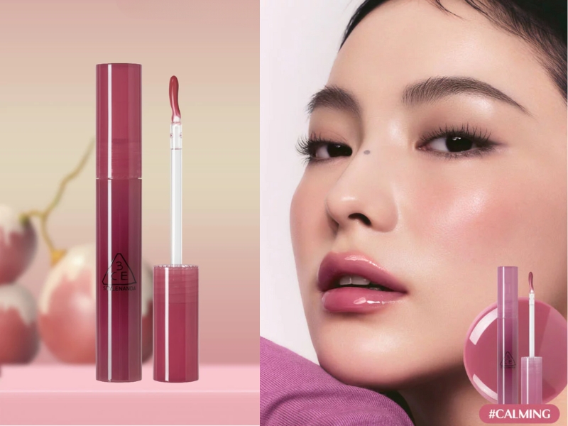 Son hồng ánh tím dạng gel 3CE Drop Glow Gel Calming