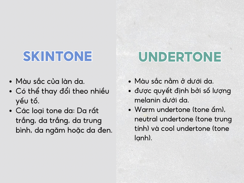 Phân biệt undertone và skintone của da