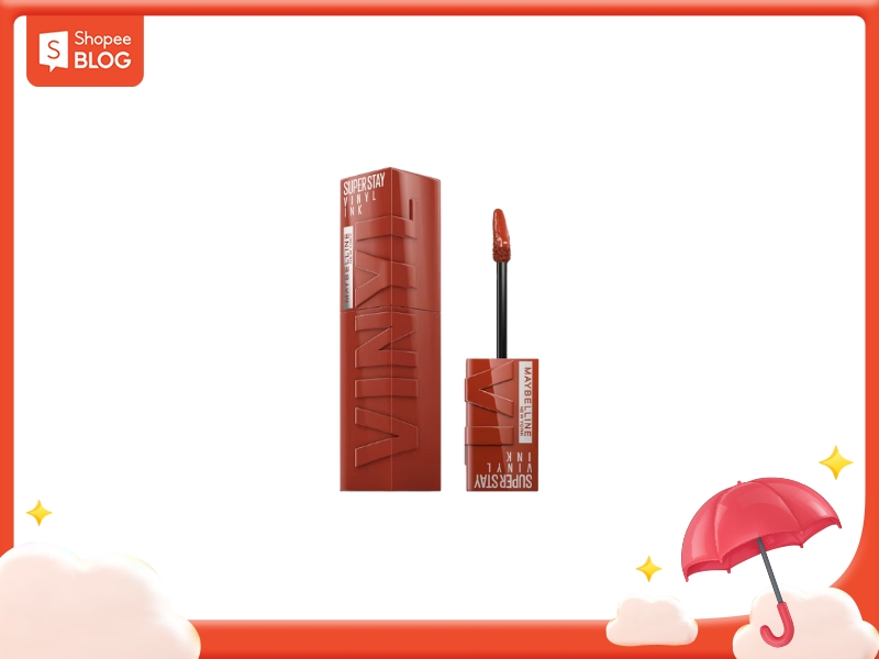 Son lì màu đỏ cam Maybelline Vinyl Ink 130