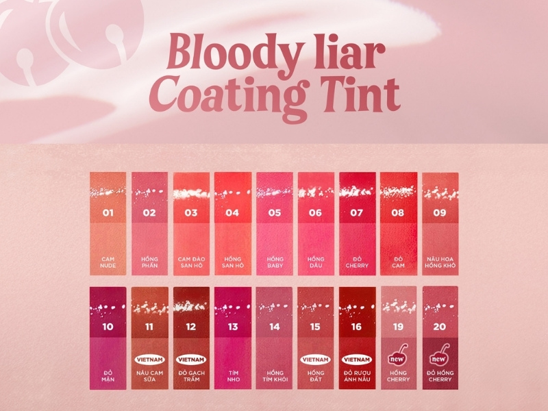 full bảng màu son Lilybyred Bloody Liar Coating Tint
