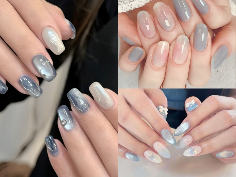 Mẫu nail màu xanh dương