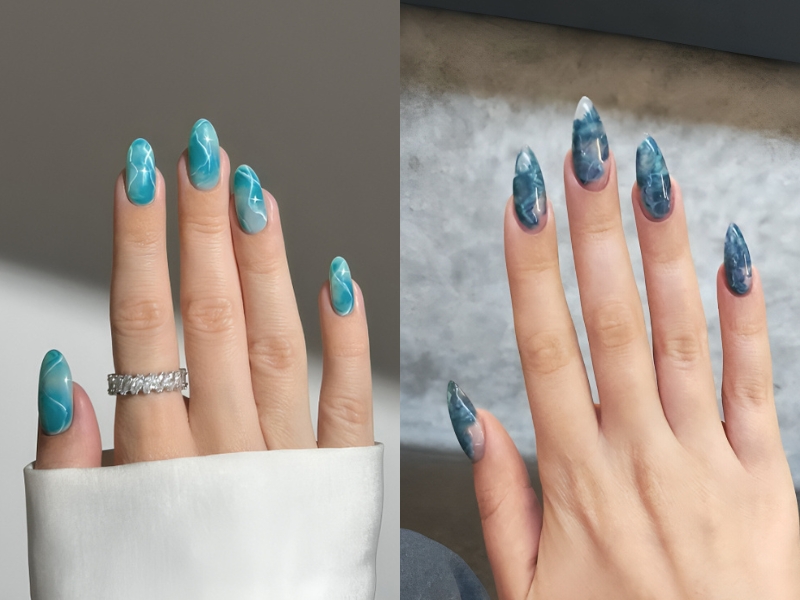 Bộ nail đi biển hoạ tiết sóng biển