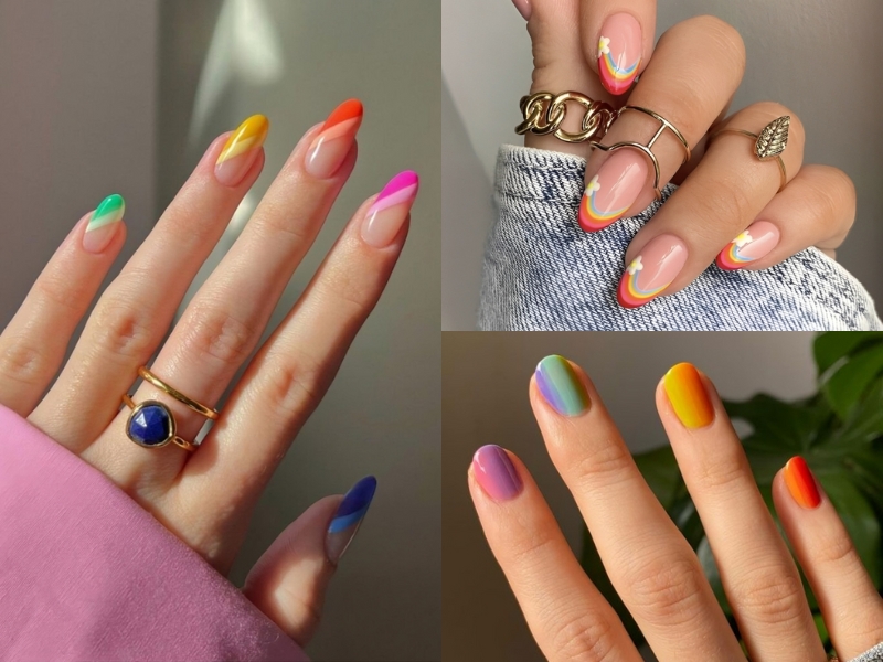 mẫu nail đa sắc mùa hè