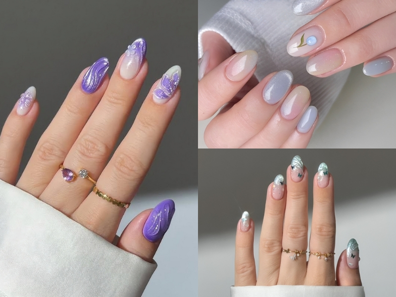 mẫu nail mùa hè mắt mèo