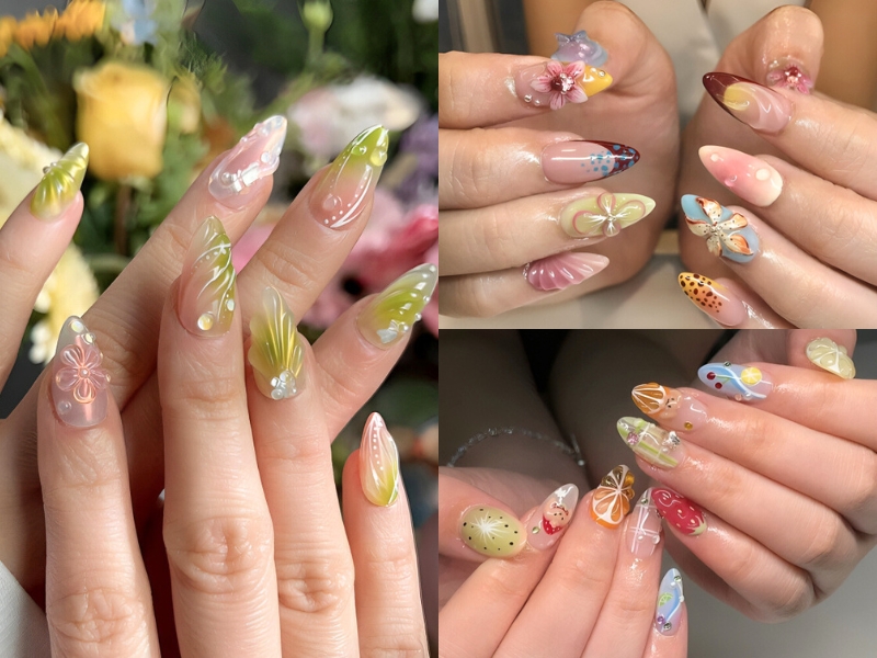 Nail hoa sặc sỡ mùa hè