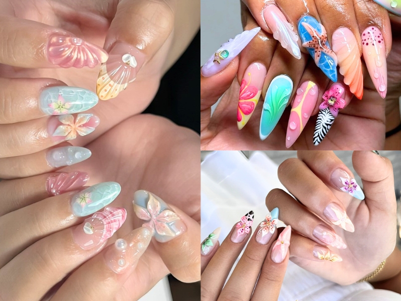Nail đính charm sinh vật biển đáng yêu mùa hè