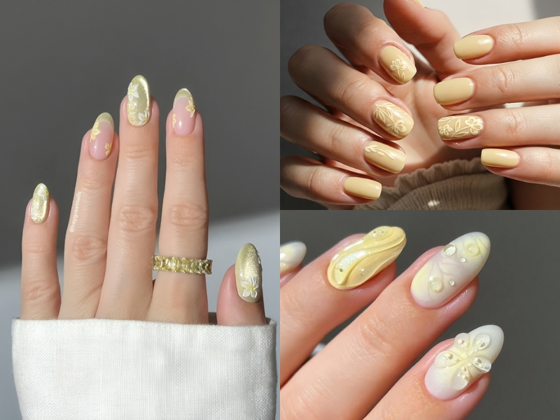 Mẫu nail màu vàng