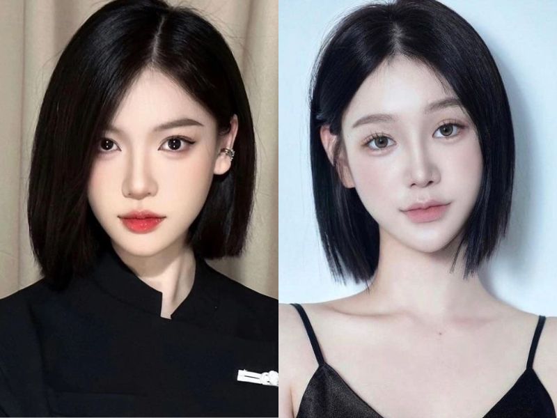 tóc ngắn duỗi thẳng