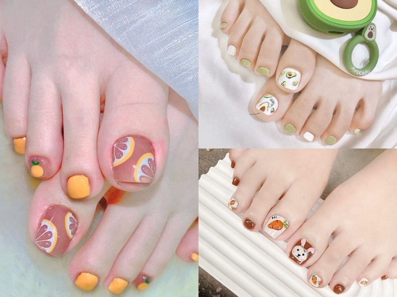 Mẫu nail chân trái cây