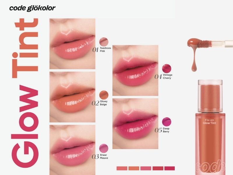 Full bảng màu son Code Glokolor Fix-on Glow Tint