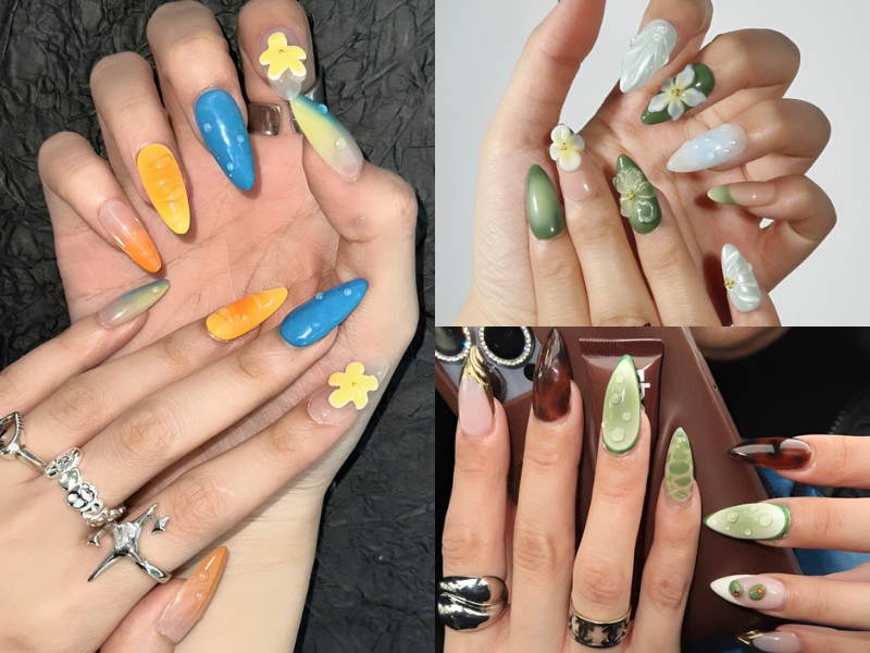 Nail tay đi biển họa tiết giọt nước