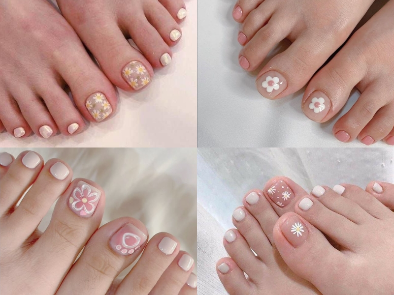 nail chân hình bông hoa
