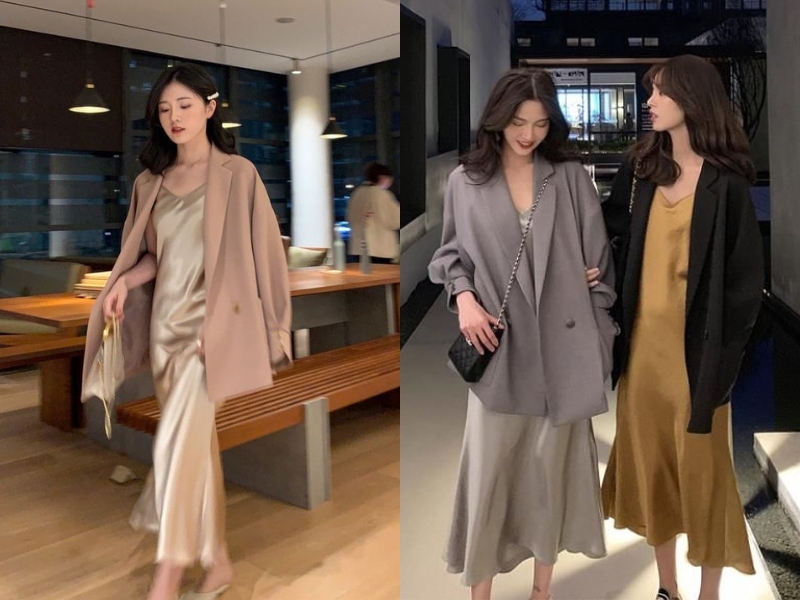 Cách phối đồ nữ sang trọng với đầm midi và áo blazer