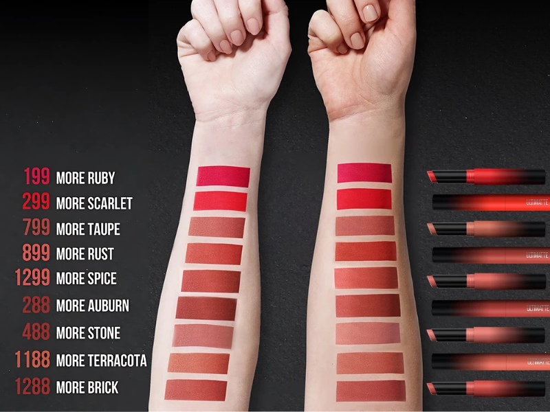 Full bảng màu son thỏi Maybelline Color Sensational Ultimatte