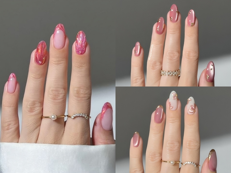 Mẫu nail hồng