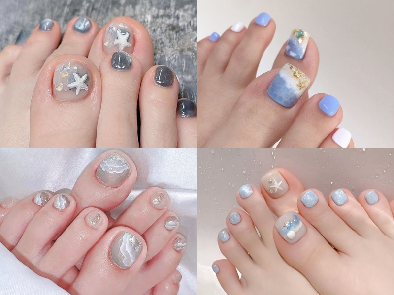 Nail chân đi biển charm sinh vật biển đính nổi