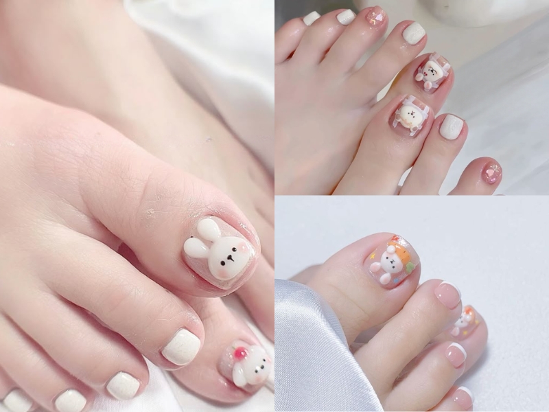 Nail chân đi biển charm gấu