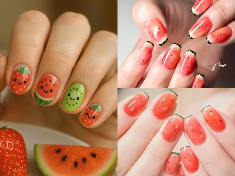 Mẫu nail dưa hấu