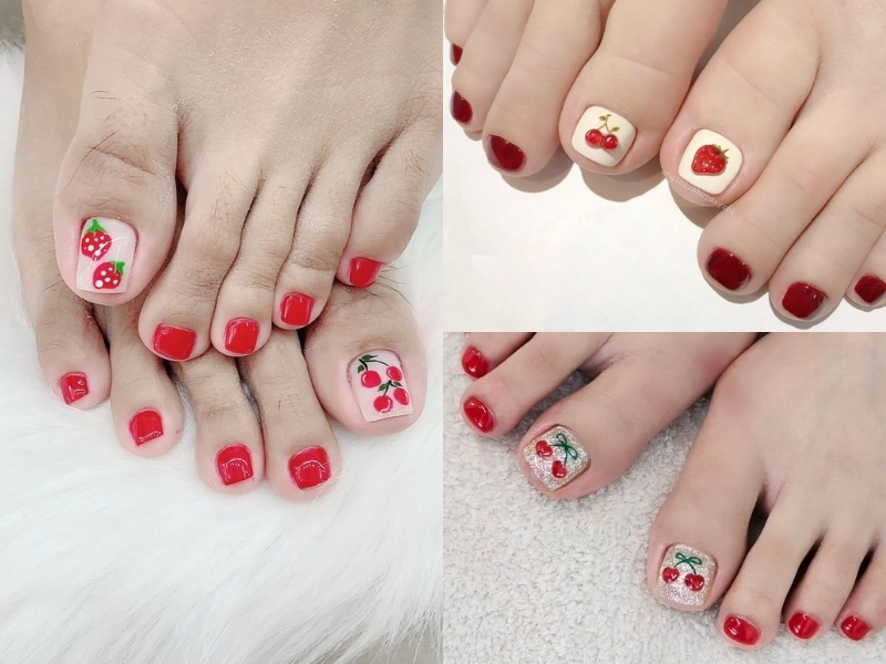 nail chân Màu đỏ