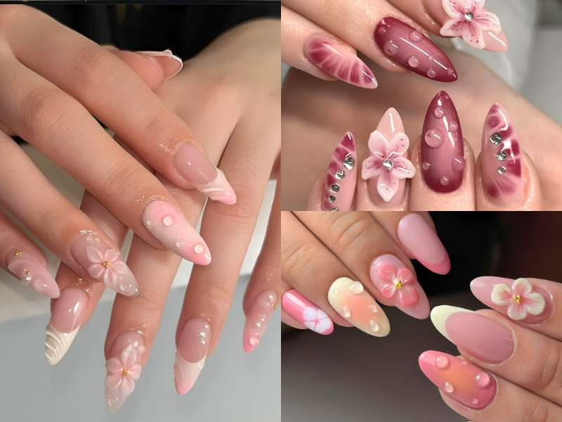 Nail tay đi biển họa tiết giọt nước