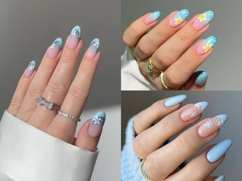 mẫu nail họa tiết hoa