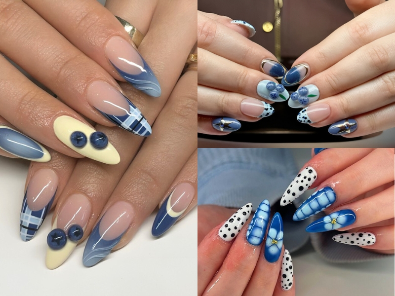 Mẫu nail đi biển xanh dương