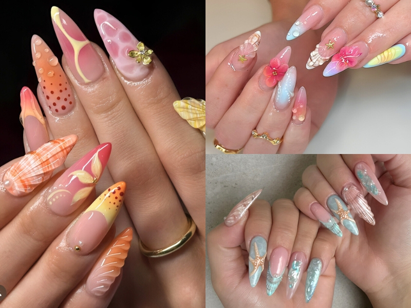Nail hoa sặc sỡ mùa hè