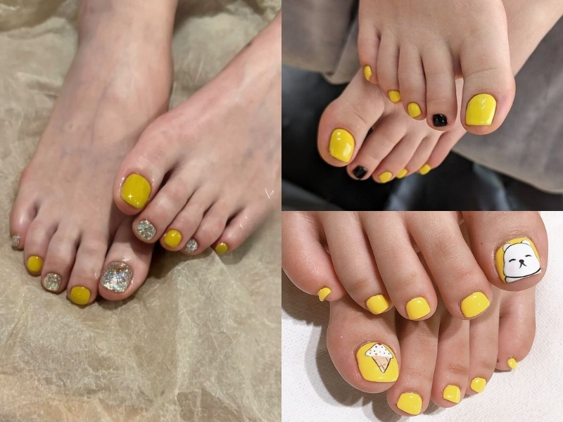 nail chân vàng neon