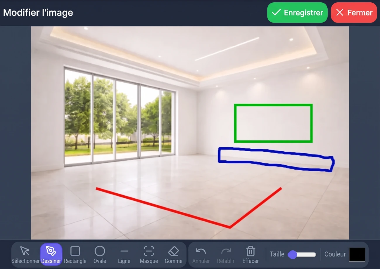 Retouche de design par IA avec des coups de pinceau