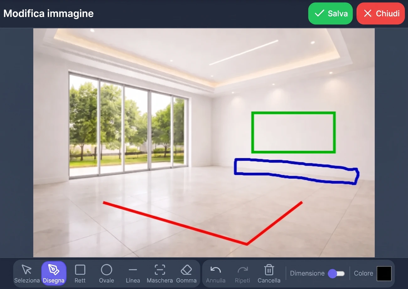 Modifica del design con IA tramite pennellate