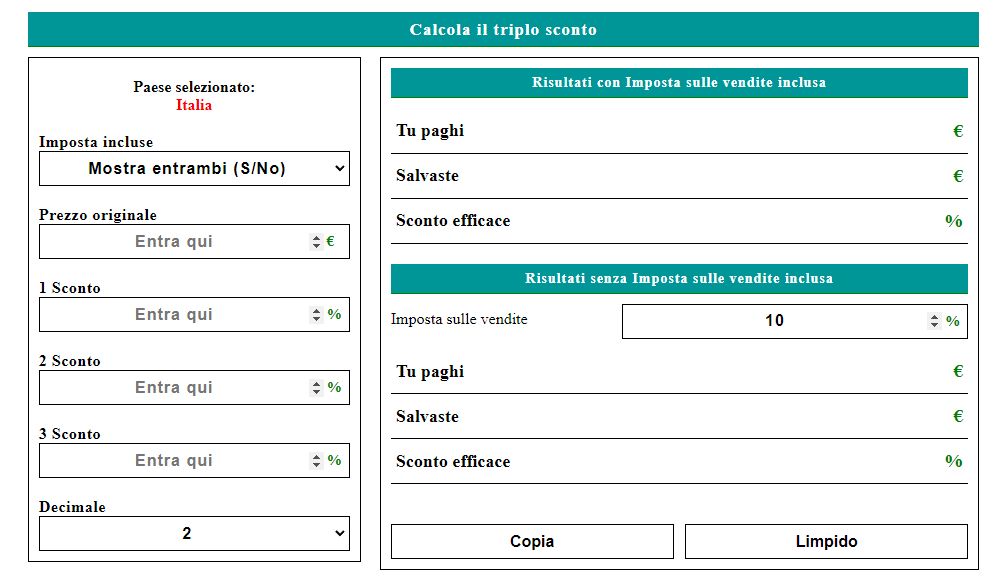 Calcolo Sconto Percentuale