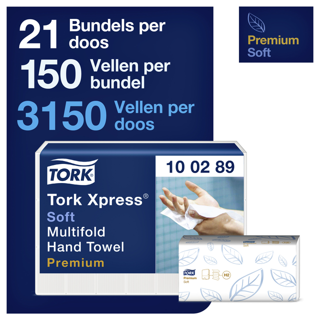 Handdoek Tork Xpress H2 multifold Premium 2-laags wit 100289