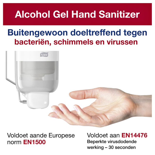 Alcoholgel Tork S1 voor handdesinfectie ongeparfumeerd 1000ml 420103