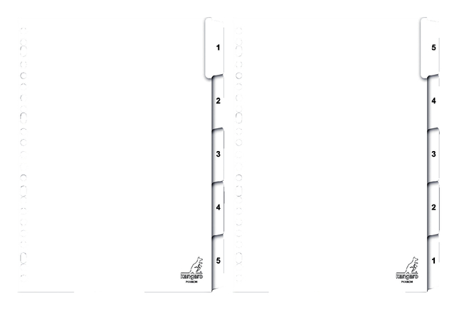 Tabbladen Kangaro 23-gaats PK405CM 1-5 genummerd karton