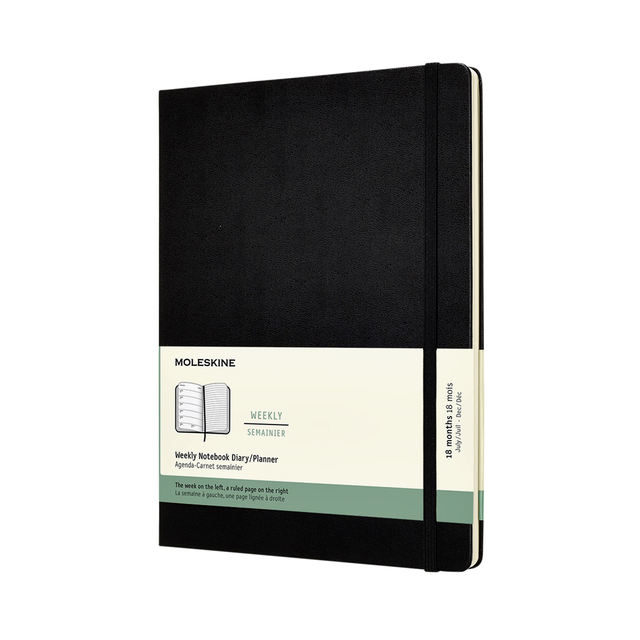 Agenda notitieboek 2022-2023 Moleskine 18mnd XL hard cover zwart