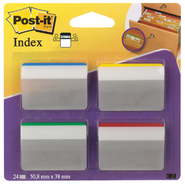 Indextabs 3M Post-it 686 38x50.8mm strong gebogen assorti