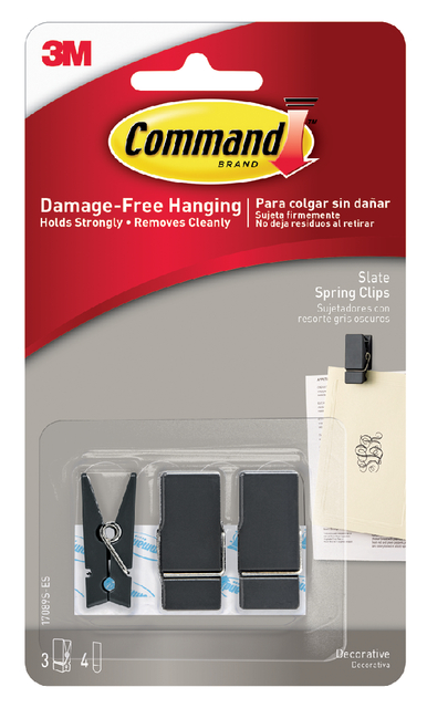 Bevestigingsstrip Command 3 springclips zwart