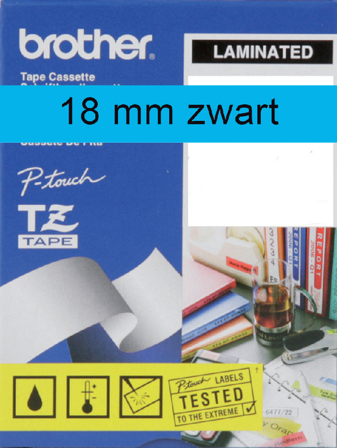 Labeltape Brother P-touch TZE-541 18mm zwart op blauw