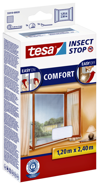 Insectenhor tesa® Insect Stop COMFORT buitendraaiende ramen 1,2x2,4m wit