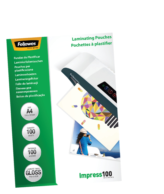 Lamineerhoes Fellowes A4 2x100micron glans 100stuks