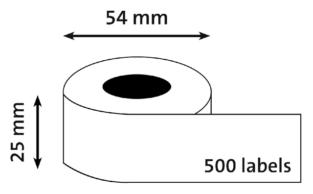 Etiket Dymo labelwriter 11352 25mmx54mm retour rol à 500 stuks