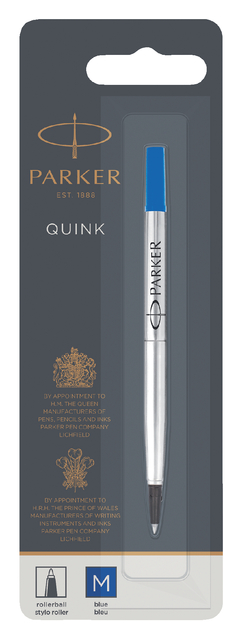 Rollerpenvulling Parker Quink medium blauw blister à 1 stuk