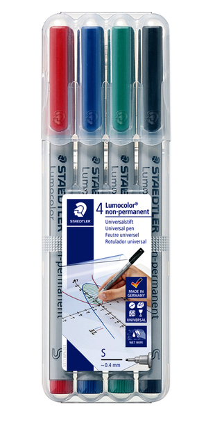 Viltstift Staedtler Lumocolor 311 non permanent S set à 4 assorti