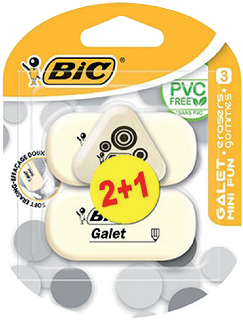 Gum Bic Galet pvc vrij zacht potlood wit blister à 3 stuks