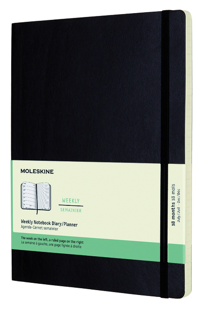 Agenda notitieboek 2022-2023 Moleskine 18mnd XL soft cover zwart