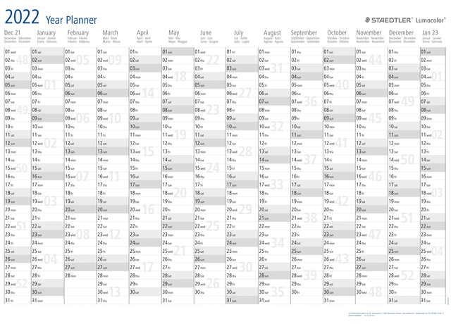 Jaarplanner 2024 Staedtler Lumocolor 84x60cm oprolbaar