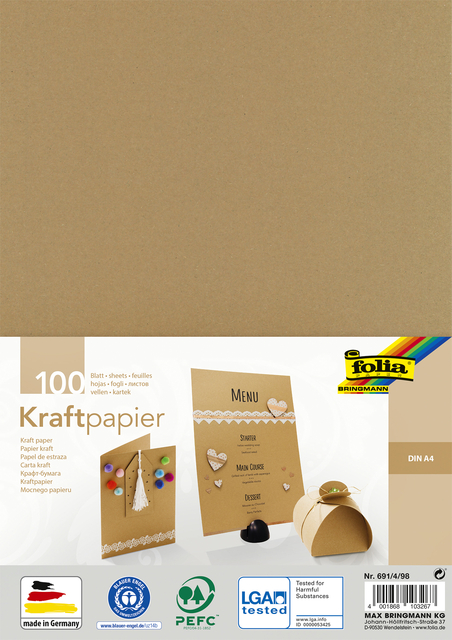 Kraftpapier Folia A4 120gr 100 vel
