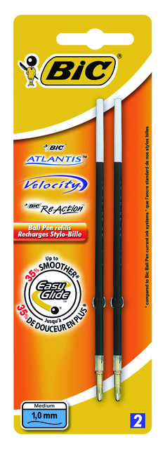 Balpenvulling Bic voor diverse balpennen medium blauw blister à 2 stuks